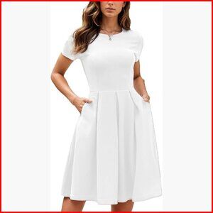 Summer Party Dress with Pockets, A-Line Swing, Knee-Length
